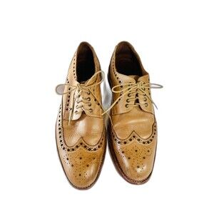 GORDON RUSH Men's Brown Burgess Wingtip Block Heel Leather Oxford Shoes 7.5